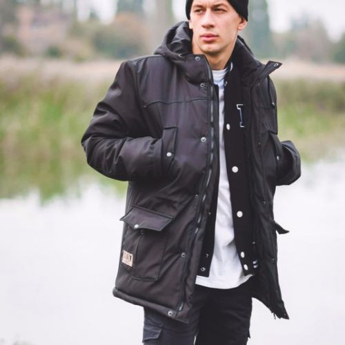 Черная мужская теплая куртка для города, молодежный стиль Milk Clothing