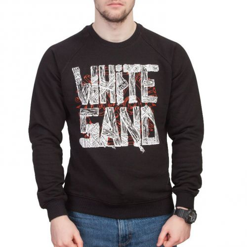 Черный мужской свитшот с надписью WHITE SAND