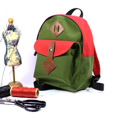 Зелёный красный детский рюкзак 3-5 лет, ручная работа