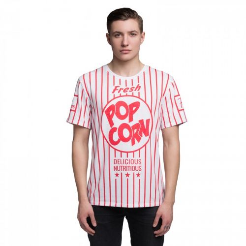 Красно-белая мужская футболка "POP CORN" FUSION