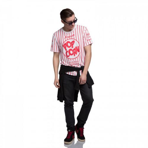 Красно-белая мужская футболка "POP CORN" FUSION