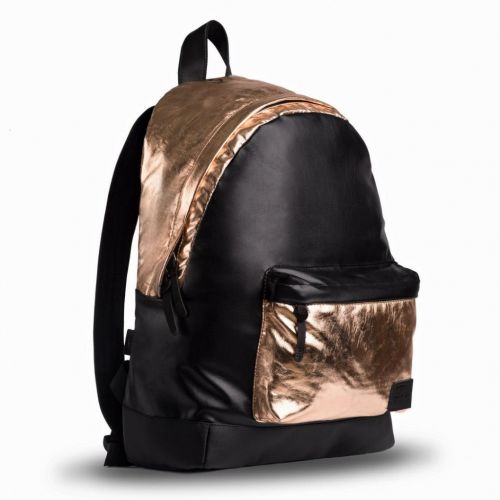 Черно-золотой кожаный рюкзак FUSION